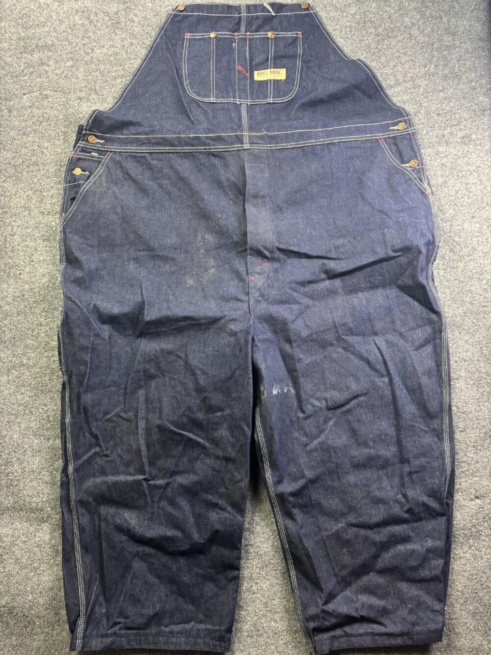 Big Mac Bib Overalls Mens 60x36 Blue Denim‎ Carpenter Workwear Authentic Utility